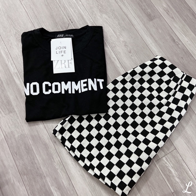 Set Áo thun đen mix chân váy caro form A (hàng loại 1) áo phông cotton dày dặn