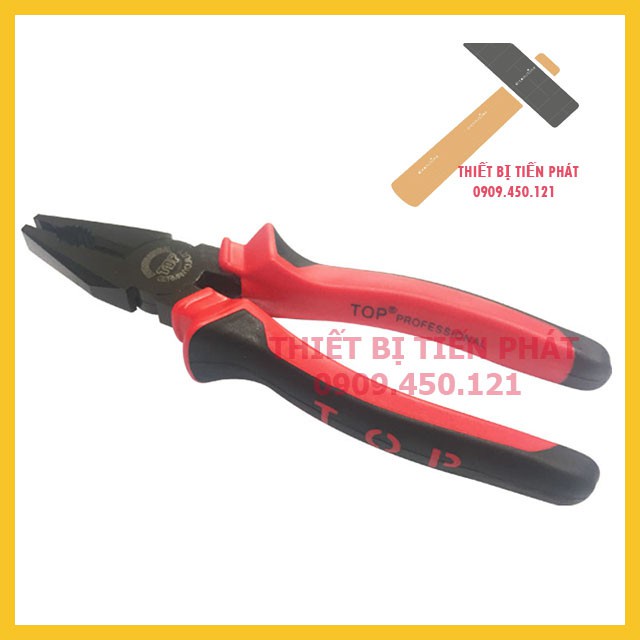 Kìm Điện TOP, Dài 7''(180mm), Cán Đỏ Đen, Mã LIN-7, Được Chế Tạo Từ Thép Tốt (Chính Hãng).