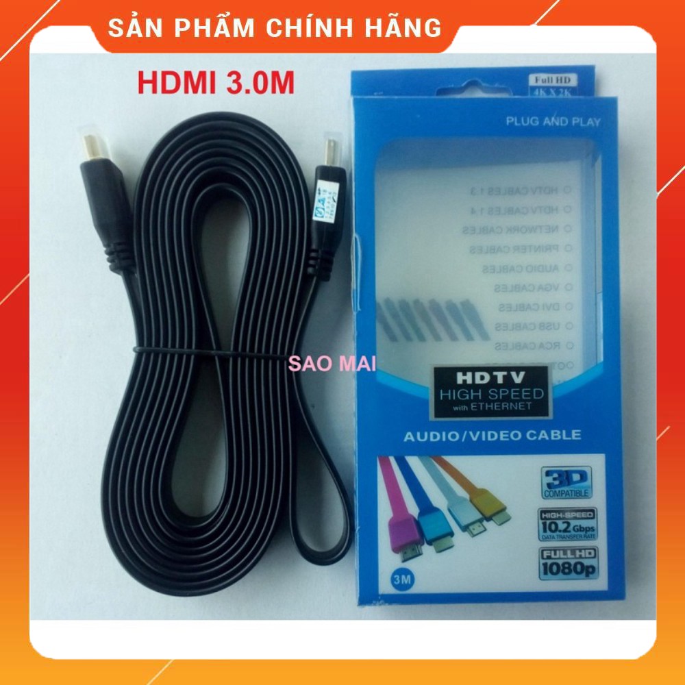 [KHUYẾN MÃI 10%]  Dây cáp HDMI Full HD - 3 mét - hàng chất lượng, giá tốt nhất TQ