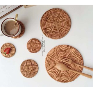 Miếng lót ly cốc mây guột ( Tấm lót mây tre đan tròn cho lọ hoa, phụ kiện bàn ăn )