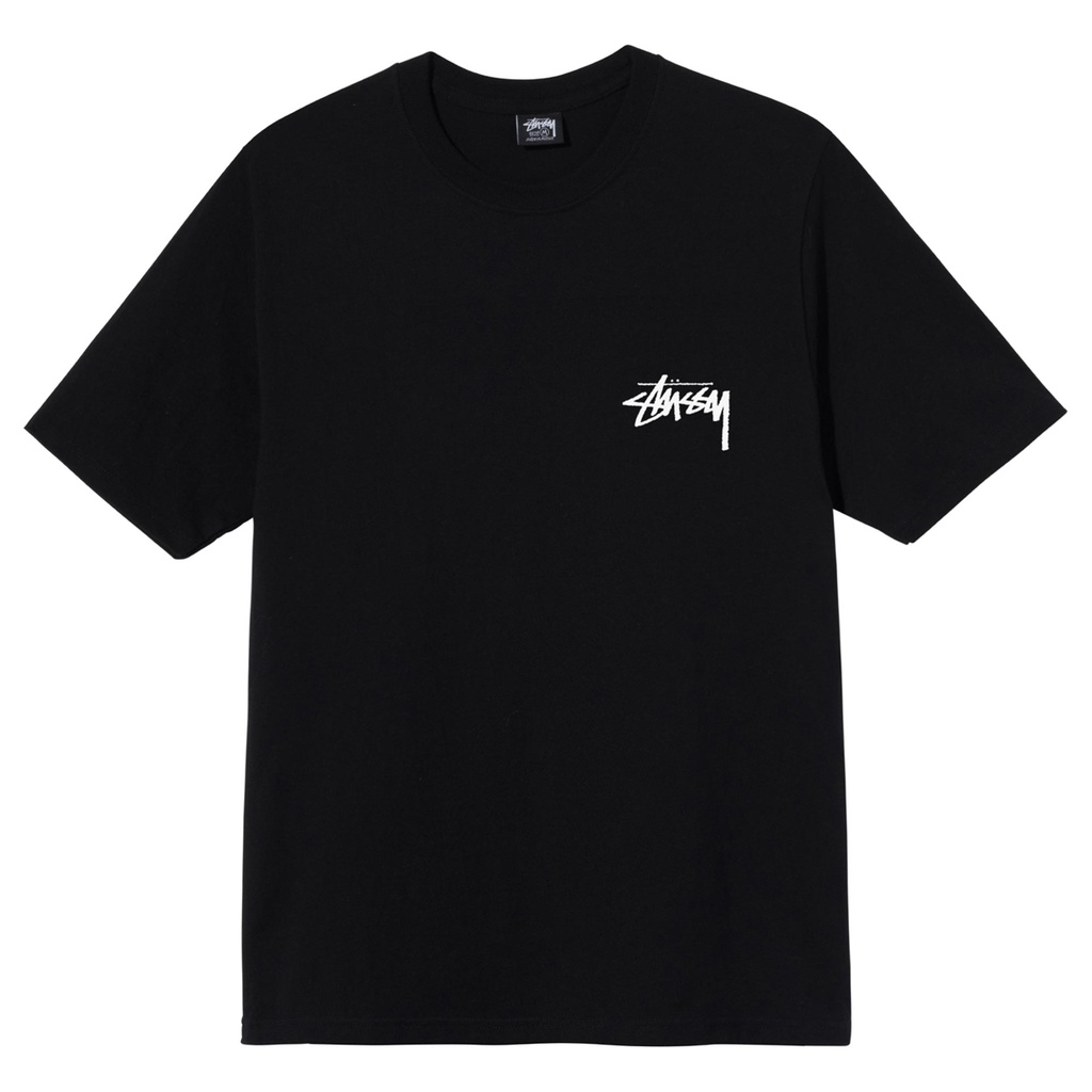 Áo thun tay ngắn dáng rộng in chữ Stussy đính đá phản quang thời trang cho cặp đôi