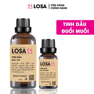 Tinh Dầu LOSA Sả Chanh, Bạc Hà Nguyên Chất Giúp Đuổi Muỗi, Thanh Lọc Không Khí, Giảm Stress