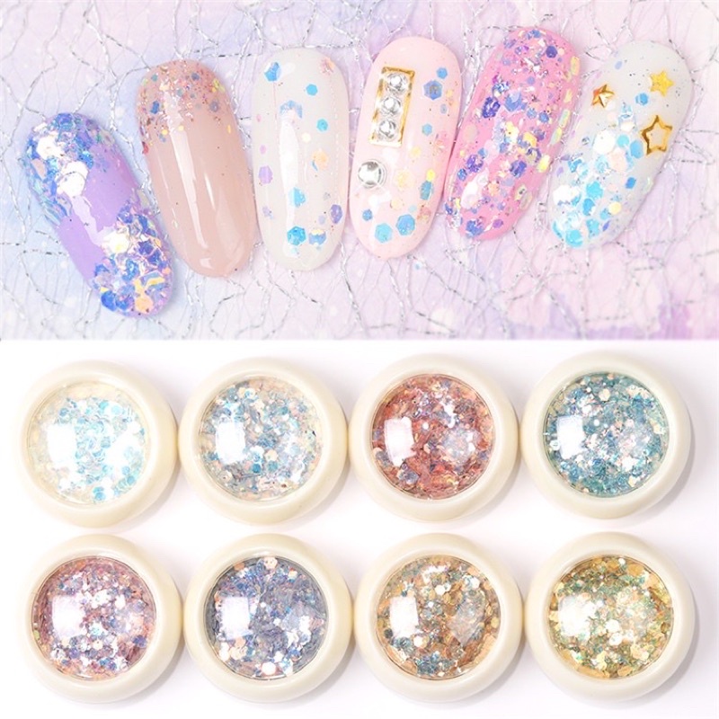 [NAIL] Set 8 màu nhũ vảy cá, nhũ kim tuyến siêu sáng trang trí móng
