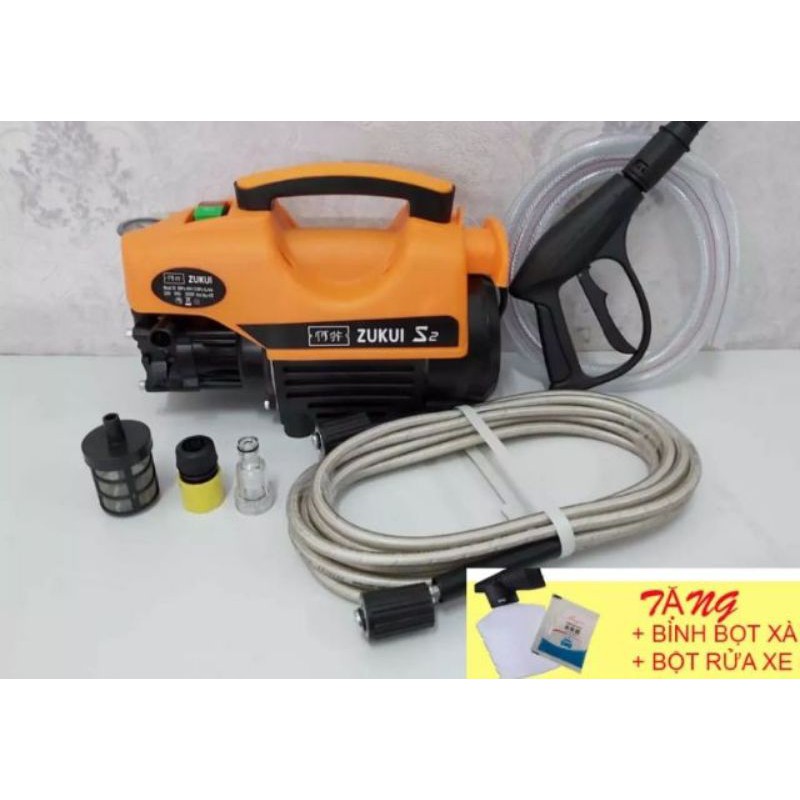 Máy rửa xe Zukui S2 - tặng kèm bình xà phòng, bột rửa tạo bọt tuyết