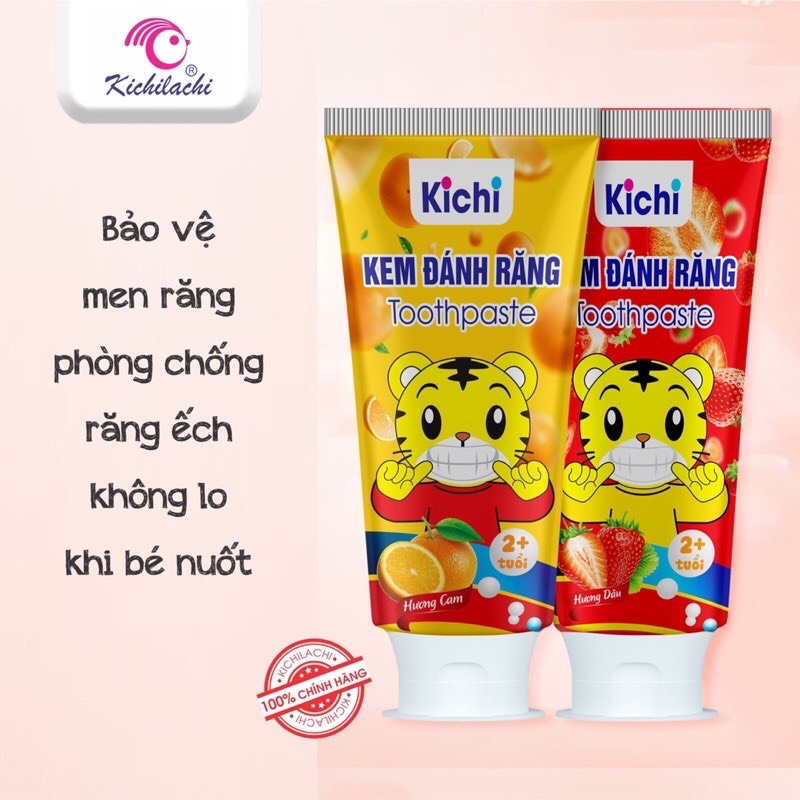 Kem đánh răng Kichilachi cho bé nuốt được,bảo vệ răng nướu an toàn 60gr