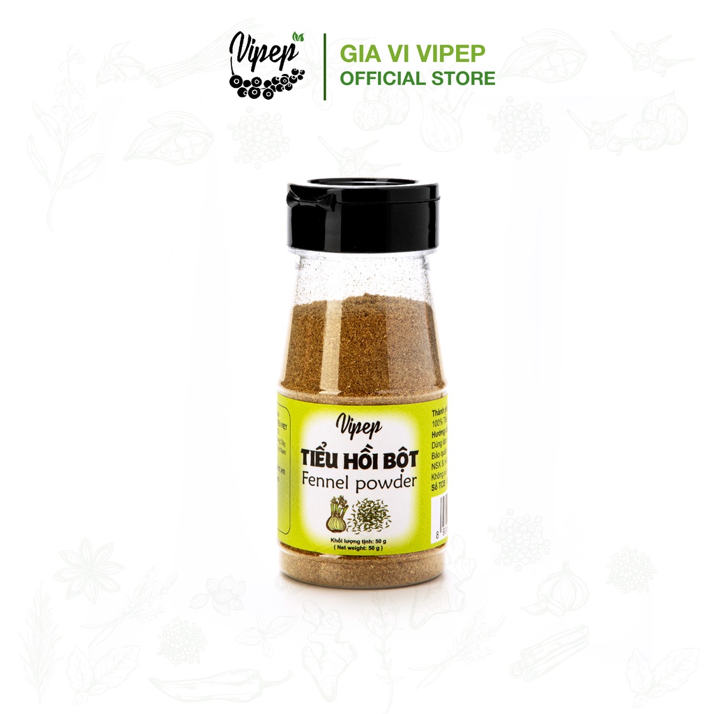 Bột tiểu hồi Vipep 50gr nguyên chất 100% - gia vị tẩm ướp cho phở, salad, bánh mì đen tốt cho sức khoẻ