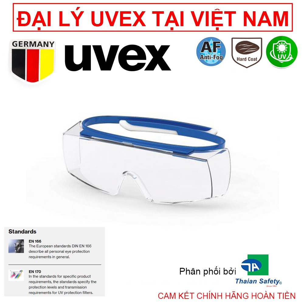 Kính Bảo Hộ Lao Động uvex super OTG 9169-260 Đeo cùng kính cận Chống Động Sương