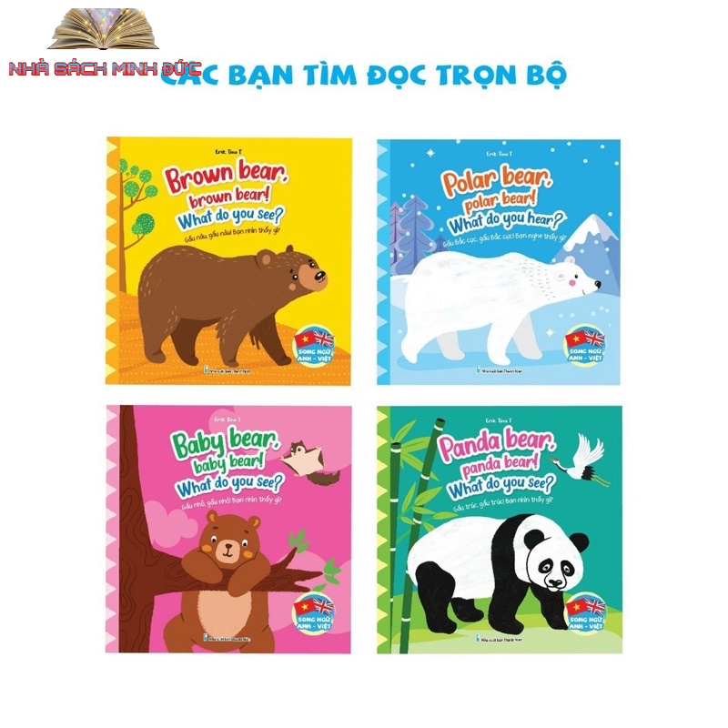 Sách –Truyện Brown bear, brown bear! What do you see? Gấu nâu, gấu nâu! Bạn nhìn thấy gì song ngữ có file nghe đọc
