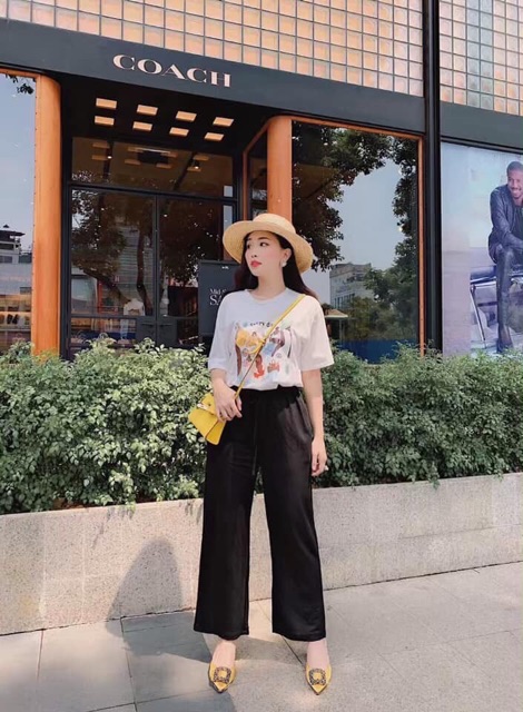ảnh thật - Set áo trắng every day quần suông đen