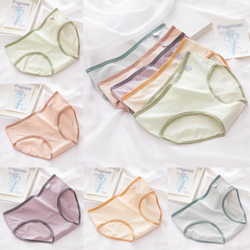 Quần Lót Cotton Lưng Vừa Màu Sắc Xinh Xắn Cho Nữ