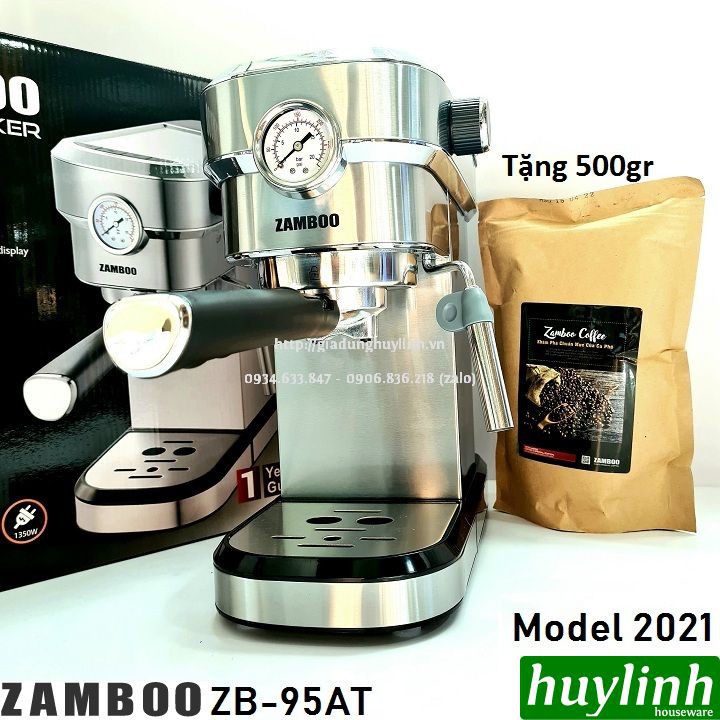 [Mã ELHAMS5 giảm 6% đơn 300K] Máy pha cà phê Zamboo ZB-95AT - Tặng 500gr cafe - Model 2021