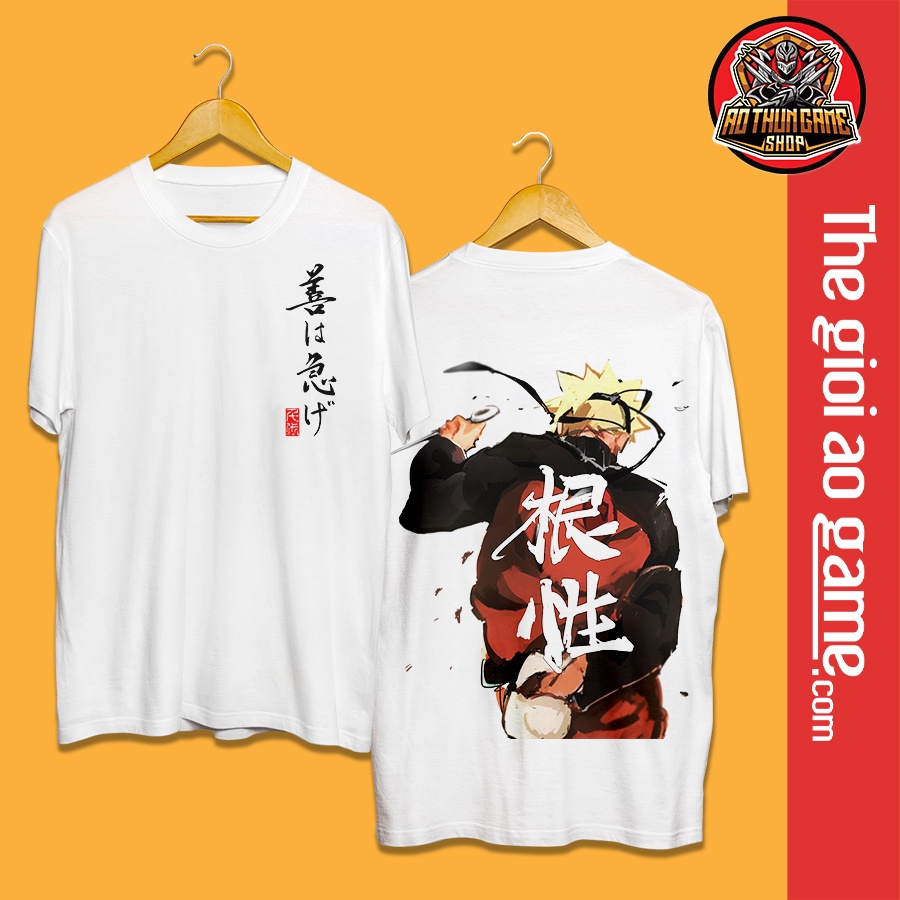 Áo phông naruto nam nữ trắng đen form rộng unisex cotton co giãn thoáng mát