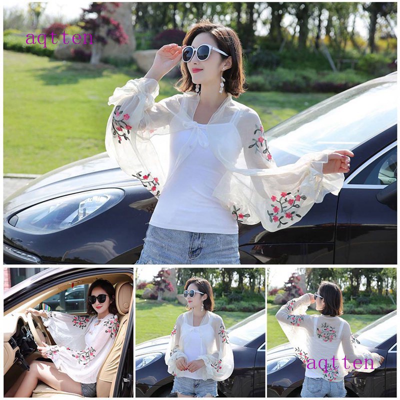 Khăn Choàng Bằng Voan Dài Tay Chống Nắng Thời Trang Mùa Hè Cho Nữ