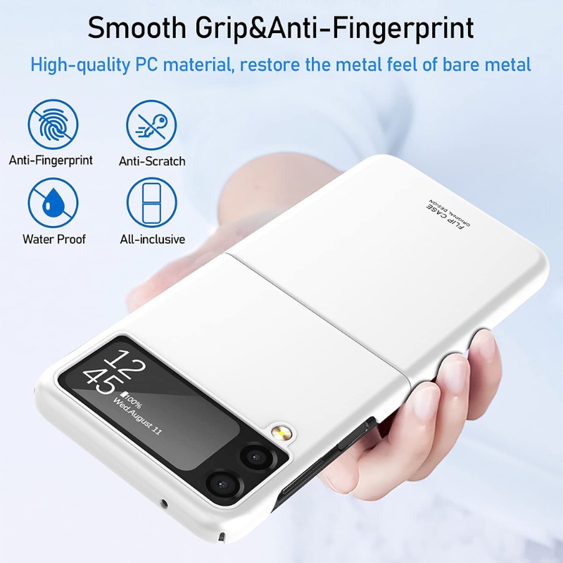 Bao Da Điện Thoại Nắp Gập Siêu Mỏng Màu Trơn Dễ Lắp Đặt 3.54x6.89inc Cho Samsung Z Flip 3