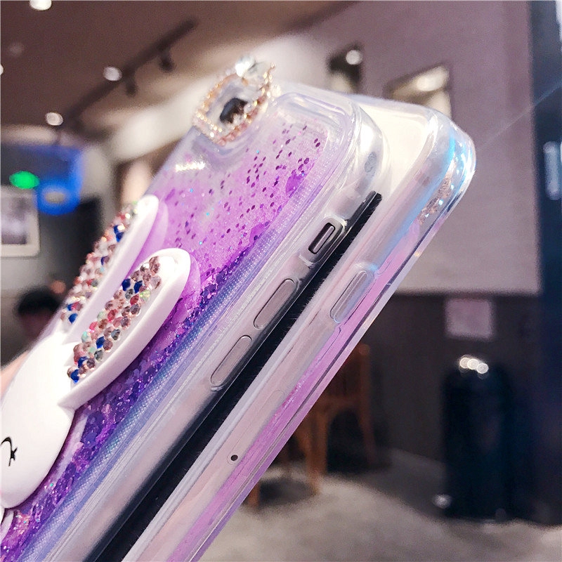 Ốp điện thoại kim tuyến nước hình thỏ dễ thương dành cho iPhone 6 6s 7 8 Plus X XS Max XR