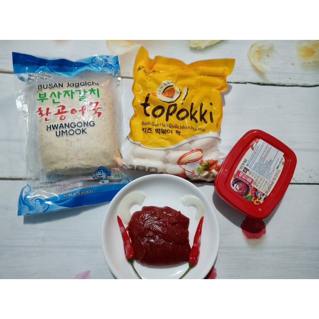 COMBO NẤU TOKBOKKI NHÂN PHÔ MAI + CHẢ CÁ + HỘP GOCHUJANG 170G
