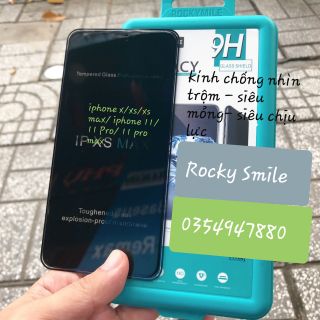 Kính cường lực chống nhìn trộm rock ymile iphone x/ xs/ xr/ xs max/ 11/ 11 pro/ 11 pro max full màn hình