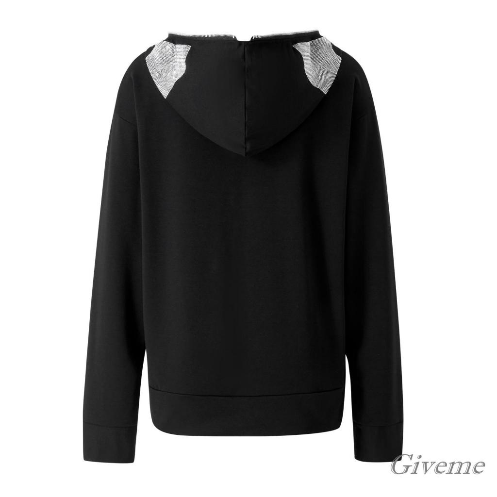 Áo Khoác Nỉ Dài Tay Có Khóa Kéo In Hình Bộ Xương Đính Đá Givenme Thời Trang Xuân Thu Cho Nữ