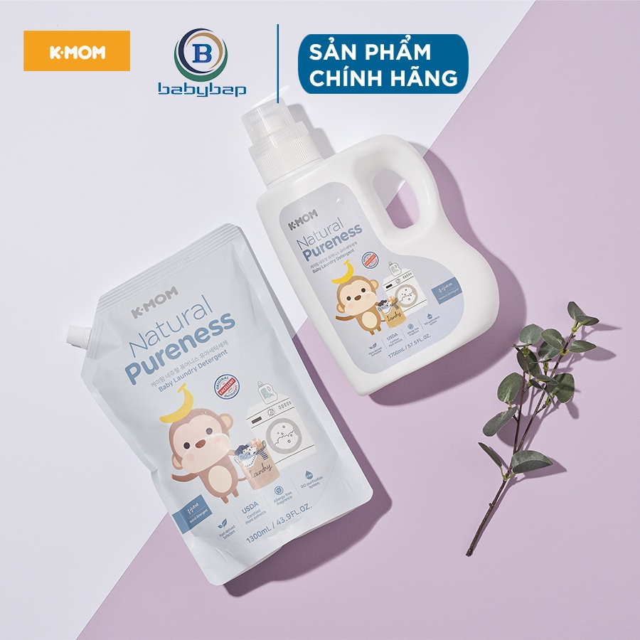 Nước Giặt Đồ Sơ Sinh Hữu Cơ K-Mom Hàn Quốc (Túi 1300ml/(Can 1700ml))