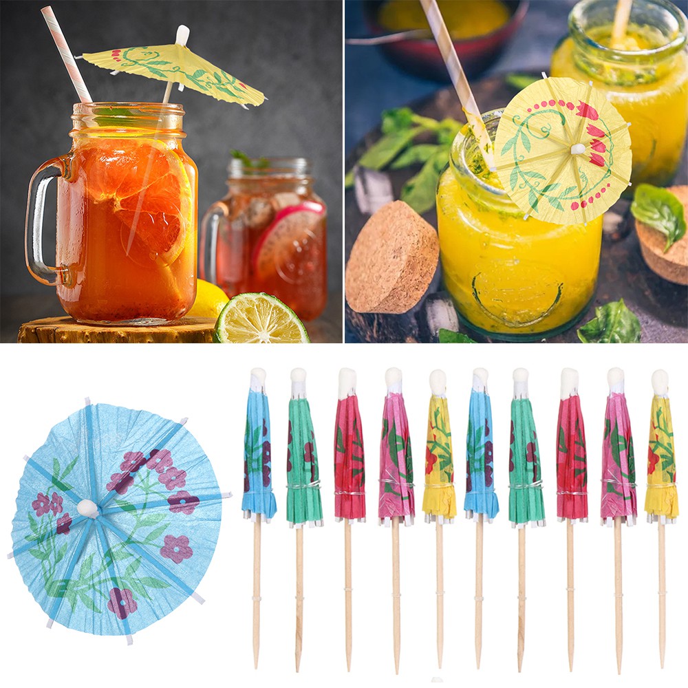 Set 20 Cây Dù Mini Nhiều Màu Sắc Dùng Trang Trí Cocktail/ Cocktail