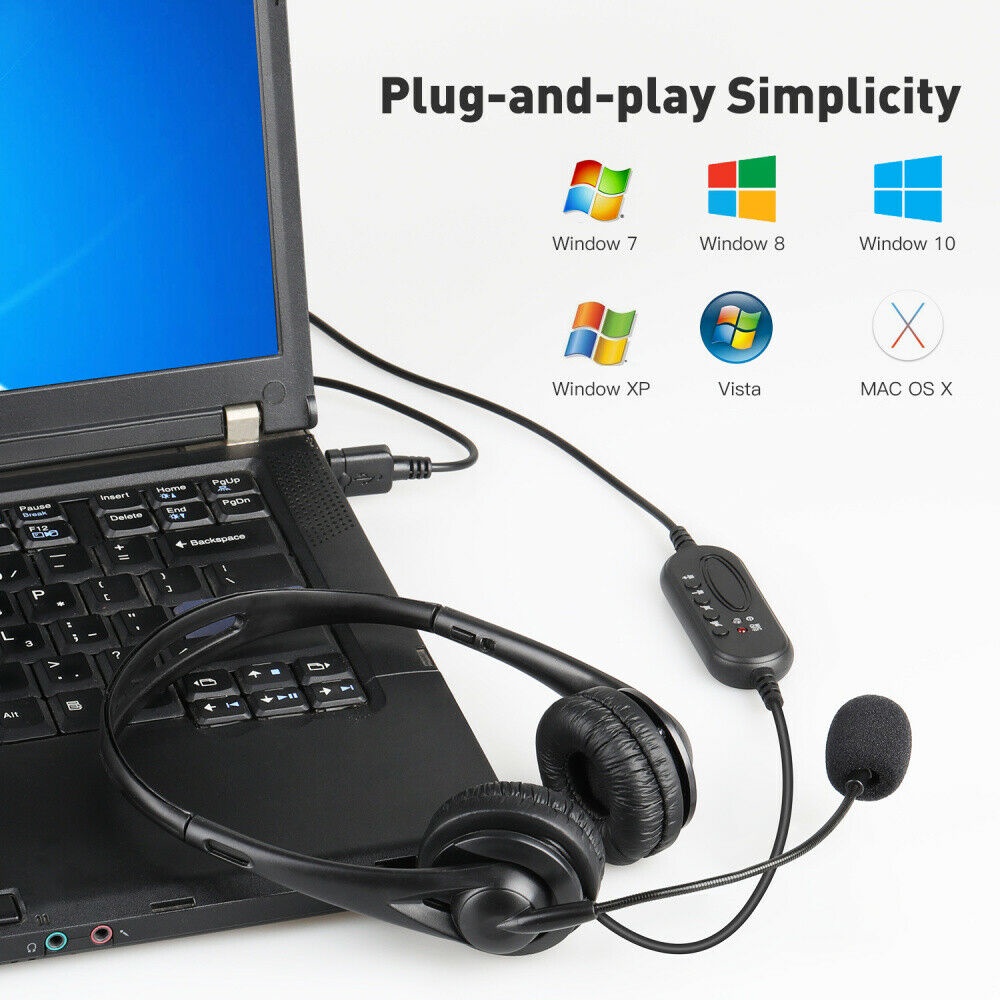 Tai nghe máy tính chụp tai có mic USB/3.5mm có micro cho tiện dụng cho máy tính để bàn/laptop