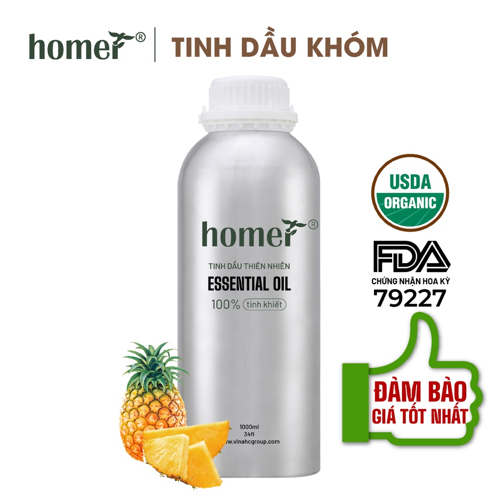 Tinh dầu Khóm Homer 500ML/ 1L -  Pineapple Essential Oil  - đạt chuẩn chất lượng kiểm định