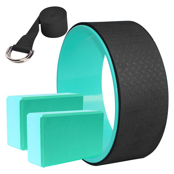 Combo Vòng yoga 33cm +2 gối yoga+1 Dây tập 1,83m Tiện Dụng - Đen Xanh Ngọc