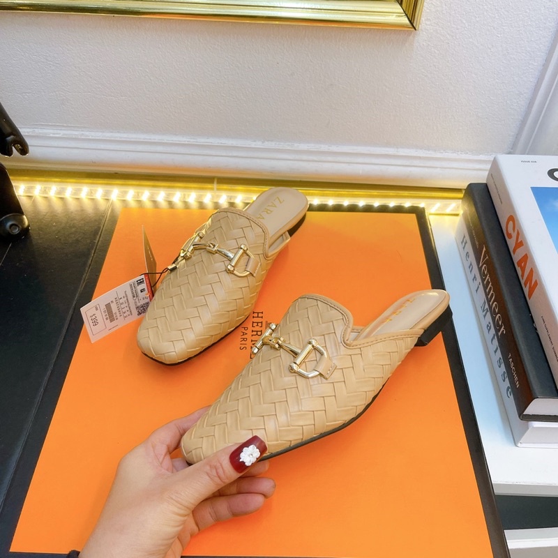 Dép sục zara đan màu kem fullbox