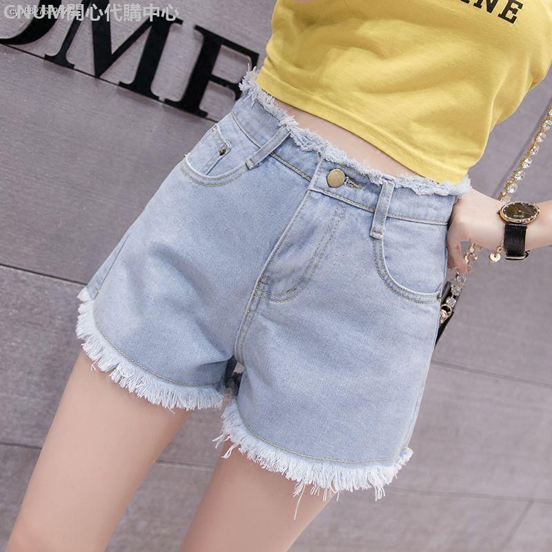 Quần short denim lưng cao ống rộng thời trang cho nữ