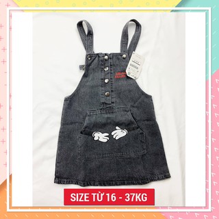 Thời trang Quần áo trẻ em bé gái trẻ con Đầm yếm Zara hình Mickey cho bé 16 - 37kg,Mickey 5,6,7,8,9,10,11,12,xám tiêu