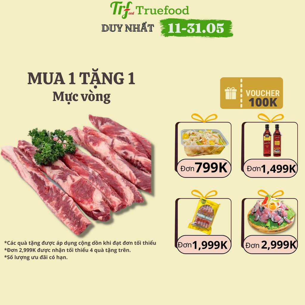 Thịt dẻ sườn trâu không xương Truefood nhập khẩu ăn nướng khay 500g [HN ship hỏa tốc]