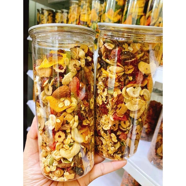 Ngũ cốc granola siêu hạt và hoa quả sấy, đồ ăn vặt Poppy, hũ pet 500gr