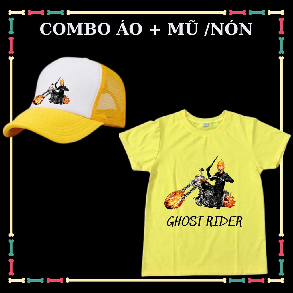 Combo Áo + Nón in hình Ma Tốc độ  cho bé trai, bé gái (Từ 10kg đến 90Kg , đủ size áo)