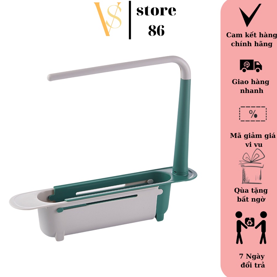 Kệ đựng đồ rửa chén co dãn thông minh - Giá nhựa treo khăn khay gác bồn rửa tay tiện lợi cho mọi nhà VS STORE