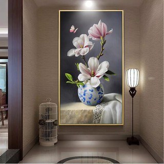 Tranh treo tường HD Bình hoa mộc lan HVIP 20170901144113813 KT 40 x 70 cm