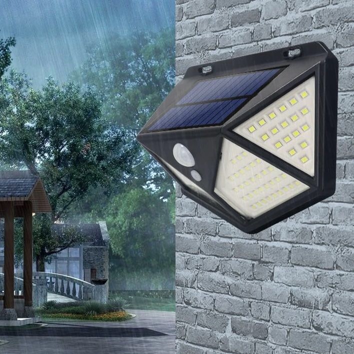 Đèn năng lượng mặt trời solar 100 led siêu sáng cảm biến ánh sáng và chuyển động