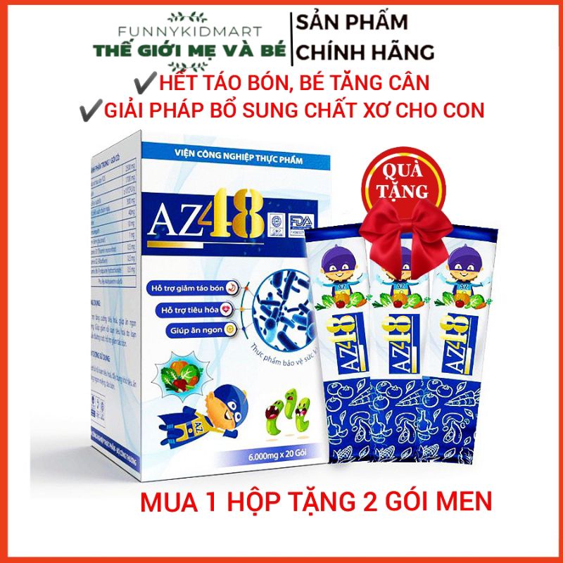 MEN AZ48 cho bé táo bón - Men az48 hỗ trợ tiêu hóa bé ăn ngon giúp bé hết táo bón-hết biếng ăn-bé ăn ngon tặng 2 gói men