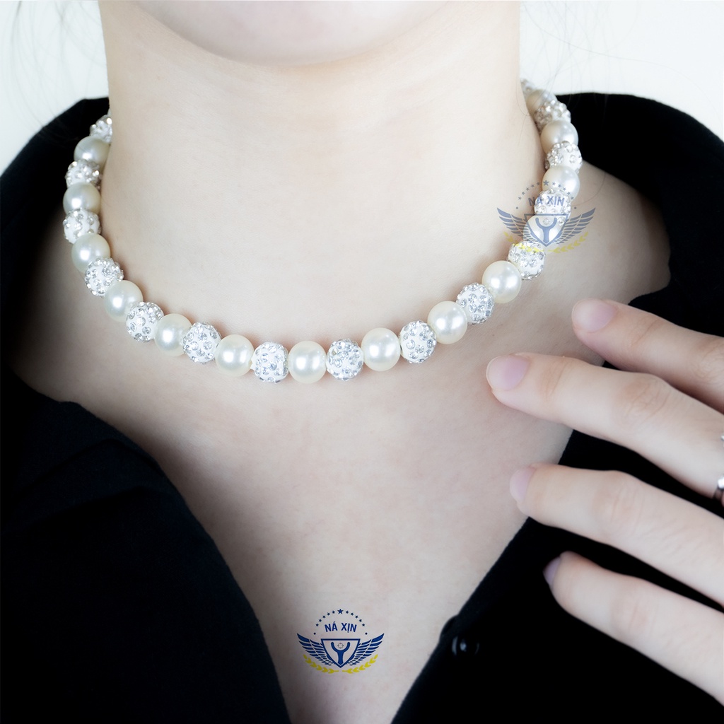 Dây chuyền ngọc trai nhân tạo unisex giành cho nam và nữ siêu đẹp, lộng lẫy, trang trọng