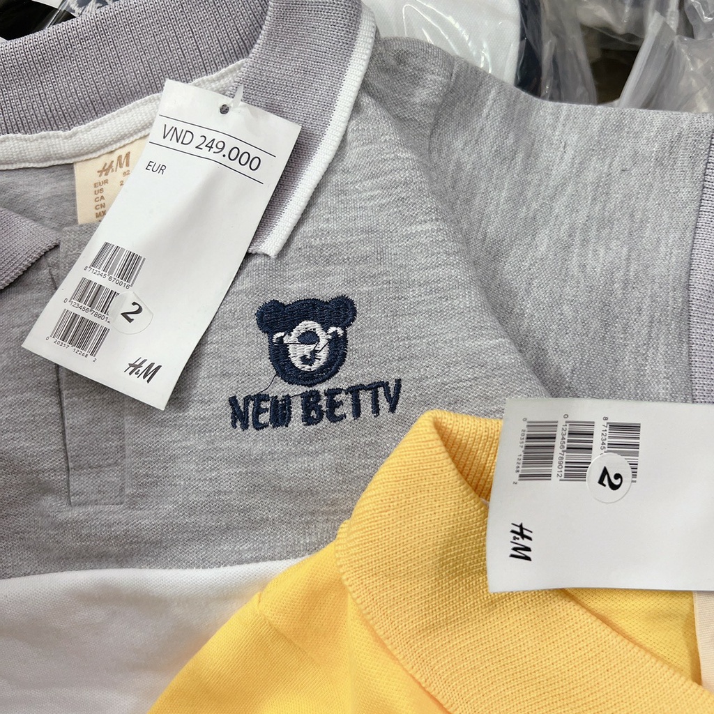 Áo polo nhiều màu Vàng-Xám cho bé trai (7-19Kg) - Vải thun cotton co dãn thoải mái cho bé