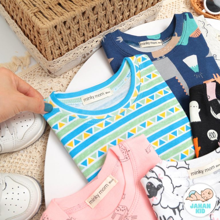 Bộ cộc ngắn Minky thun borip 9 mẫu size 80-120 cho bé