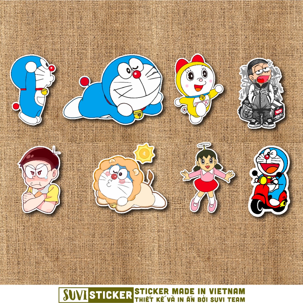 50 Sticker Doraemon chống nước sticker dán mũ bảo hiểm, laptop, điện thoại, đàn guitar, vali. MSP: SV55