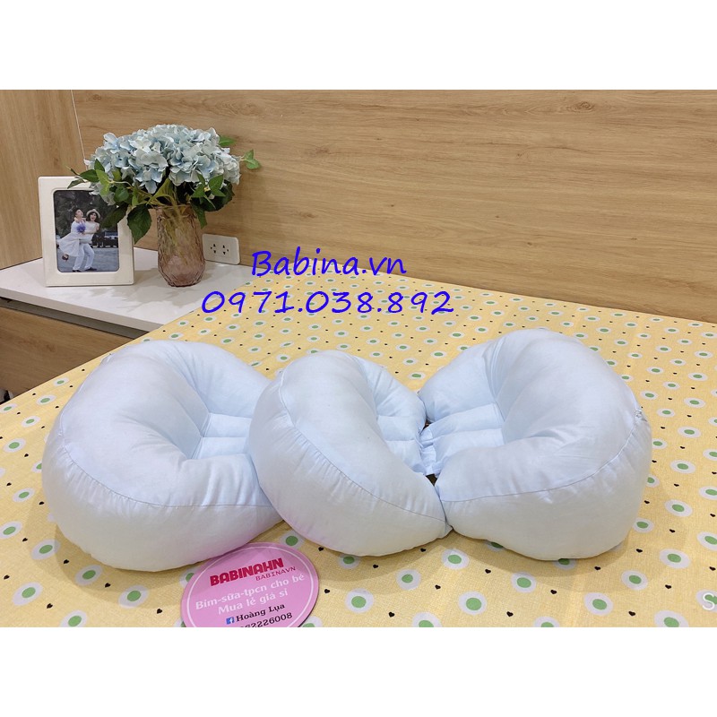 Gối bầu cánh tiên có thêm gối phụ hàng thiết kế tự may, 100% cotton, lõi bông xơ mềm