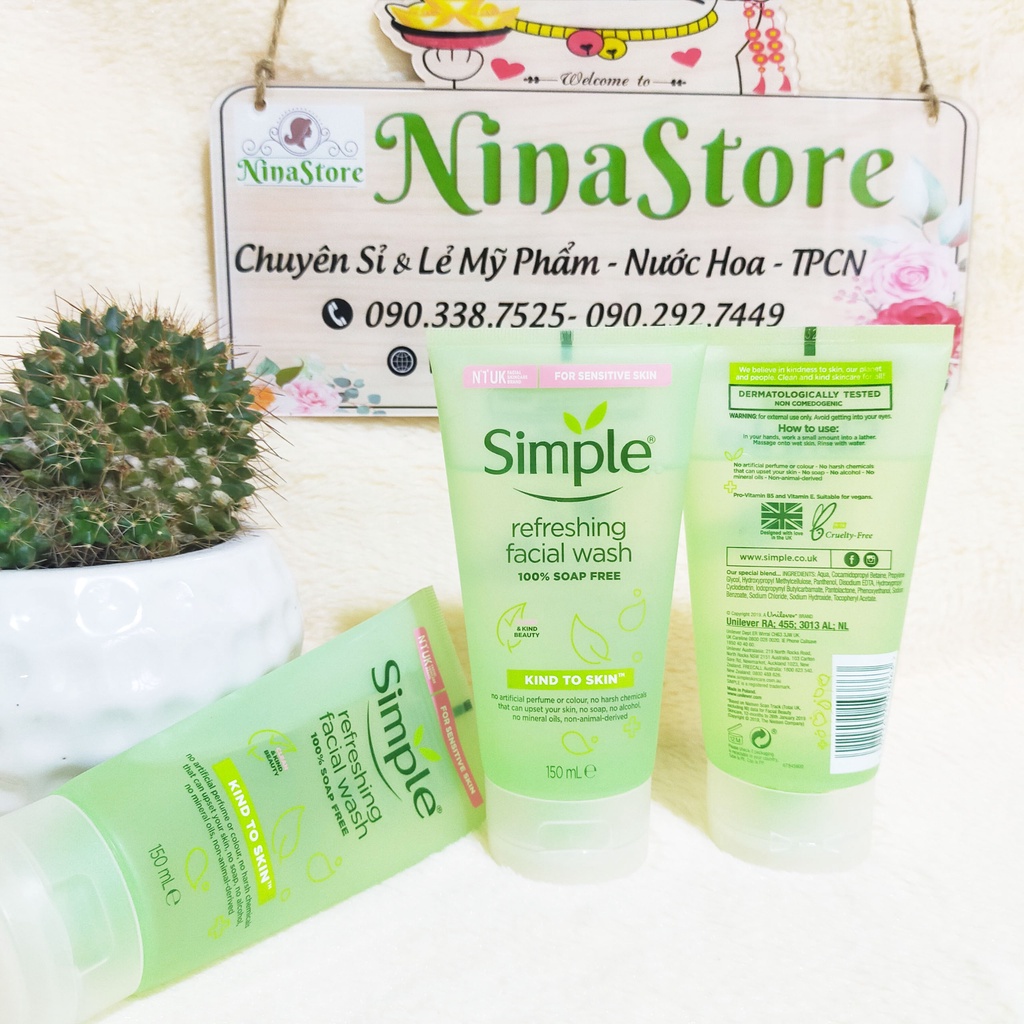 Sữa Rửa Mặt Dạng Gel Simple Kind To Skin Refreshing Facial Wash- NinaStore | BigBuy360 - bigbuy360.vn