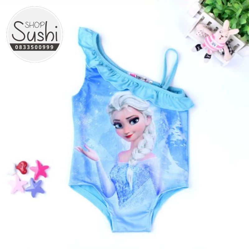 (FreeShip) Áo bơi bé gái Elsa Frozen lệch vai