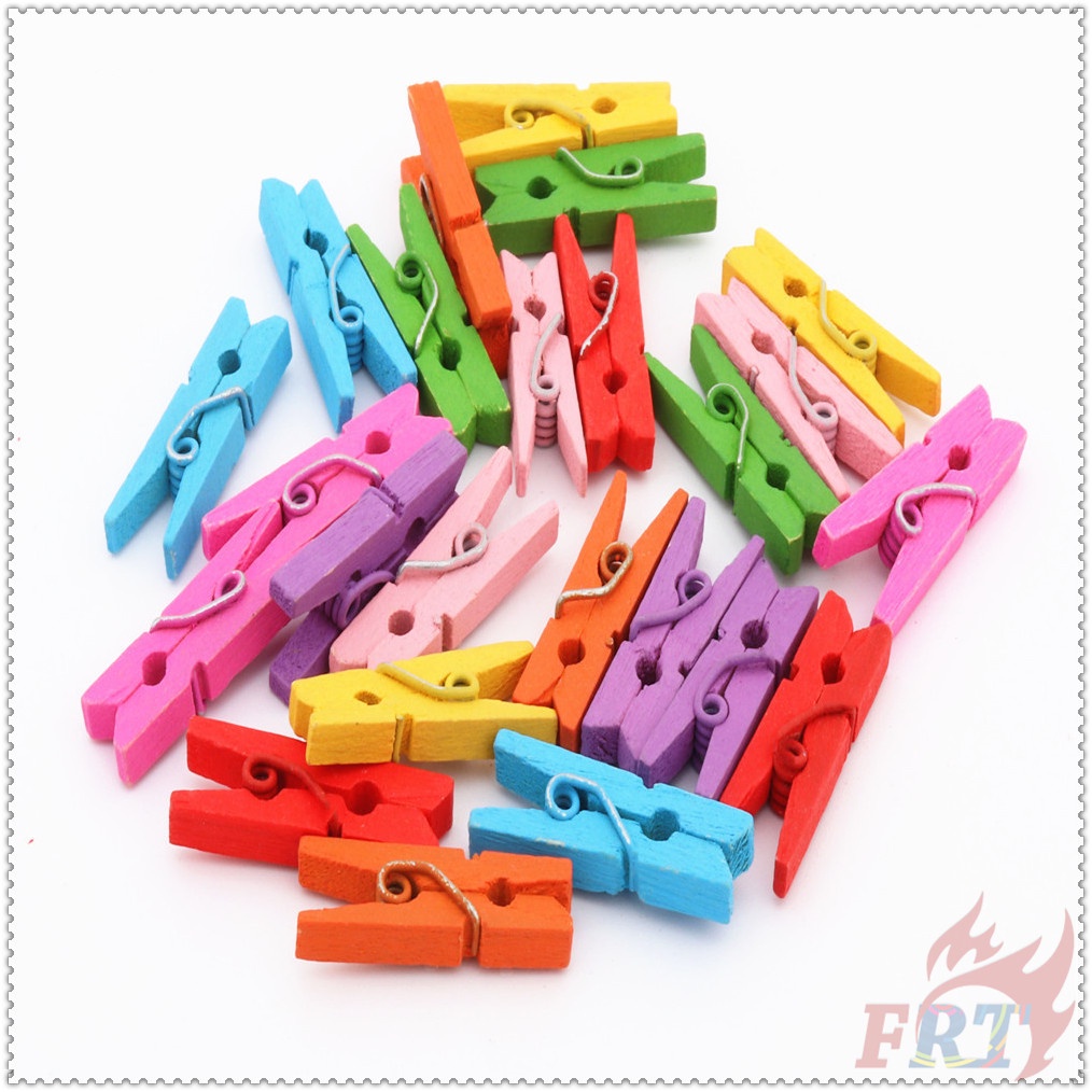 Set 5 kẹp gỗ nhiều màu ngẫu nhiên 25mm 30mm 35mm 45mm 72mm dùng kẹp ảnh trang trí thủ công