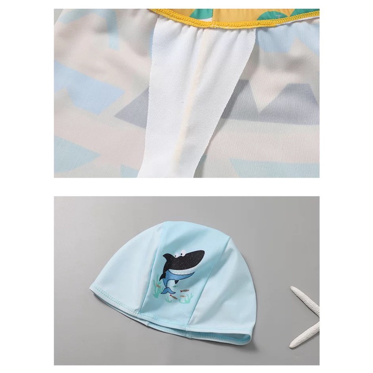 Đồ Bơi Bé Trai - Bộ Bơi Gồm: Áo Bơi, Quần Bơi, Mũ Bơi Cho Bé - Hàng Quảng Châu