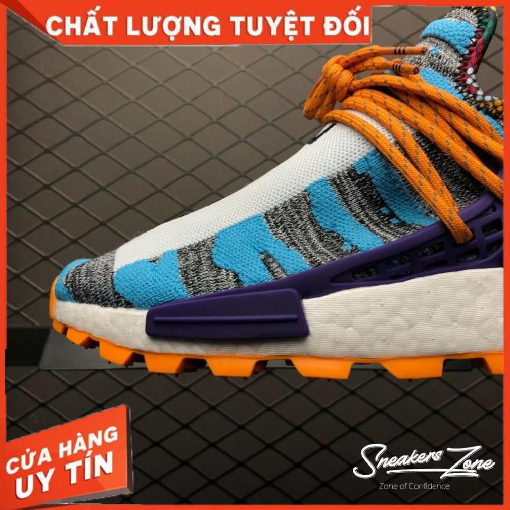 (FREE SHIP + HỘP + QUÀ) Giày thể thao NMD Human Race Solar HU MB3L3 M1L3L3 Xám xanh đế cam siêu đẹp cho nam và nữ