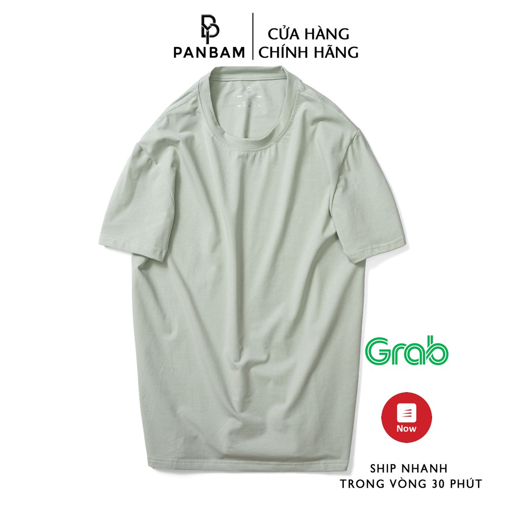 Áo thun nam cổ tròn PANBAM 100% Cotton co giãn,dày dặn màu xanh ngọc, form regular fit màu đen - FULL TAG MẠC CỦA SHOP