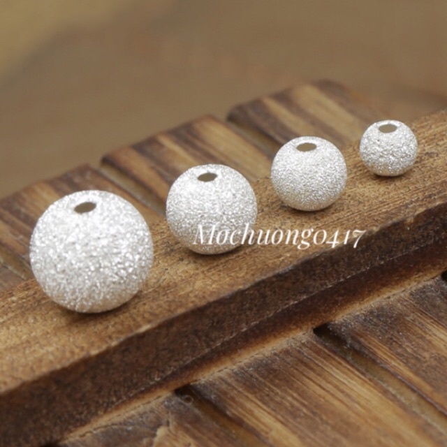 SỈ SIÊU RẺ  Charm bi bạc ánh kim/ bi cát bạc các cỡ hàng đẹp - Bạc chuẩn loại 1, PH014