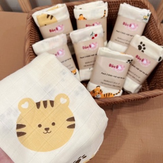 🐯🐅🍒🍋Set 2 Khăn Mặt Sợi Tre Lụa 30x30cm